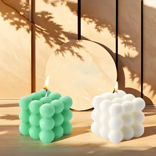 2 Stück Handgemacht Bubble Kerze Candle, Natürlich und Wohlriechend Duftkerze Kerzen, Natürlichem Sojawachs Deko Handmade Kerze für Geburtstag, Valentinstag, Thanksgiving, Weihnachten