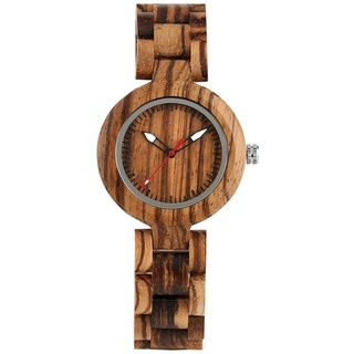 Kleines Zifferblatt voller Bambus Holz Damenuhren Quarz Damen Armbanduhr Faltschließe Armband Leuchtzeiger weibliche Holzuhr