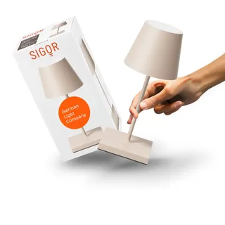 SIGOR Nuindie 3.0 mini LED Akku-Tischlampe, dünenbeige | Dimmbar • Indoor & Outdoor • IP54 • 25 cm • easy-connect puk • 17 h Leuchtdauer