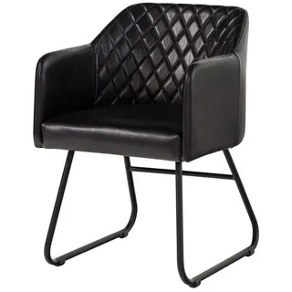 MASSIVMOEBEL24.DE Esszimmerstuhl Iron Label Leder schwarz