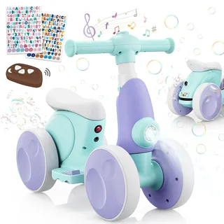 VITONIS Elektrisches Laufrad für Kleinkinder mit Seifenblasenmaschine für 1-jährige Jungen und Mädchen, 4-in-1 Laufrad für Kinder mit Musik, LED-Lichter– Spielzeug Geschenk zum für 18-48 Monate