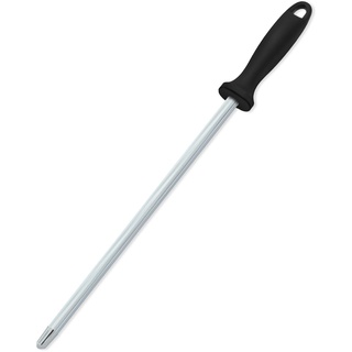 Pleafind Wetzstahl für Messer, Profi Messerschärfer (38,4cm), Wetzstahl mit komfortablem Griff, Schärfer Wetzstahl für geeignet für viele Arten von Messern, Schwarz Messerschärfer stab