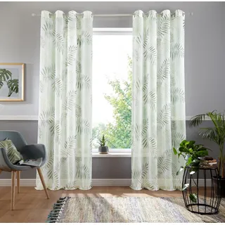 MY HOME Gardine Paula, Ösen (1 St), halbtransparent, Voile, Halbtransparent, Voile, Polyester grün 140 cm x 245 cm
