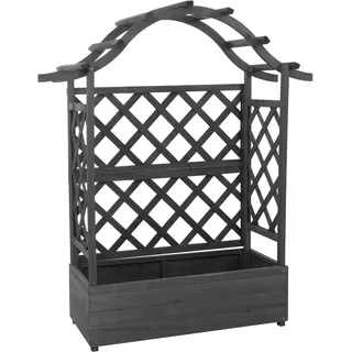 Hochbeet HWC-P66, Pflanz-/Blumenkasten Pflanzkübel Rankgitter Rankhilfe Spalier Holz FSC® 138x110x44cm ~ anthrazit-grau