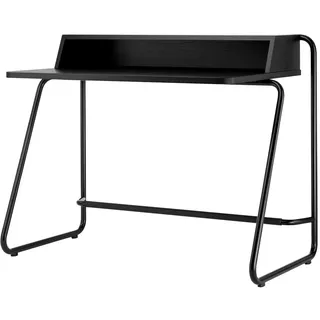 Thonet - S 1200 Sekretär, Stahl schwarz / Korpus MDF tiefschwarz (RAL 9005) / Tisch Buche schwarz gebeizt