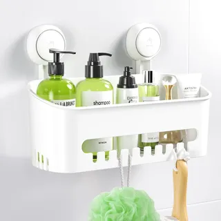 Ulinek Duschablage Ohne Bohren zum hängen, Badezimmer Regal mit Saugnapf