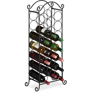 Relaxdays Weinregal 21 Flaschen 33 x 20 x 88 cm Schwarz