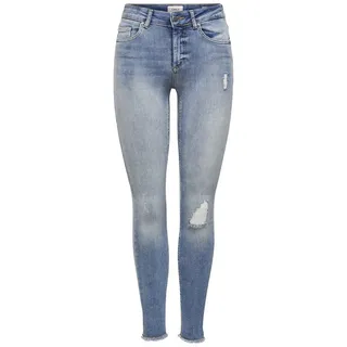 Only Damen Onlblush Mid Sk ANK Raw Rea333noos Jeans, Light Blue Denim, S EU - S / 32L