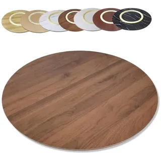 Generisch 80cm 60cm 70cm Drehbarer Holz Servierbrett, Großer Lazy Susan Drehplatte, Runde Tischplatte Drehteller für Küche, Esstisch Plattenspieler(Walnut,60cm (24 in))