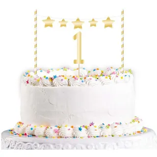 Amscan Tortenstecker Tortendeko Happy Birthday #1 gold