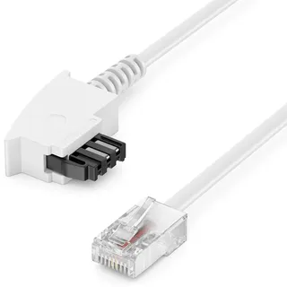 deleyCON 15m Routerkabel TAE-F auf RJ45 (8P2C) Anschlusskabel Kompatibel mit DSL ADSL VDSL Fritzbox Internet Router an Telefondose TAE - Weiß