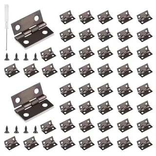 Roosea Scharniere Mini Antik 60 Stück Scharnierband Kleine Klappscharniere Metall Scharnier mit Schraubendreher und 240 Schrauben für Holzbox Schmuckbox Cabinet, 15mm*18mm, Retro