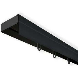 SN DECO GROUP Gardinenschiene Vorhangschiene SH mit Blende, 1-läufig, Fixmaß, mit Bohren, verschraubt, Kunststoff schwarz 220 cm x 4,7 cm