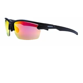 Sportbrille Herren & Damen RUSH – Leichte Fahrradbrille für Herren & Damen mit Anti-Slip Pads – Bequeme Sport Sonnenbrille mit UV400-Schutz zum Radfahren, Laufen & MTB (Halfframe Black/Lens Red)