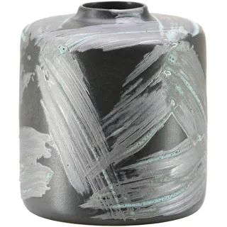 Vase, Grau, Schwarz, Stein, zylindrisch, 18.00 cm, zum Stellen, Dekoration, Vasen