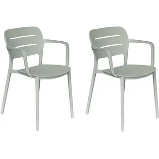 LC Garden »Veti« 2er Set Gartenstühle grün Stapelstühle Bistrostühle Kunststoff stapelbar