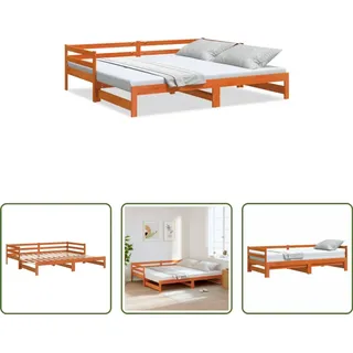 The Living Store Tagesbett Ausziehbar Wachsbraun 80x200 cm Massivholz Kiefer - Braun