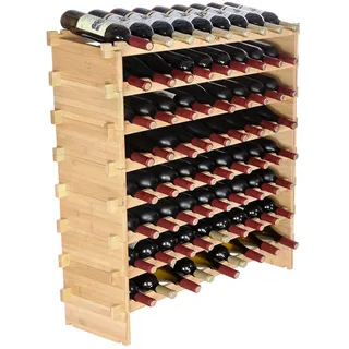 Vevor Weinregal 72 Flaschen 8 Fächer 80 kg Metall Bambus