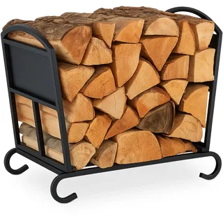 Relaxdays Kaminholzkorb klappbar Metall 44 x 52 x 31 cm Schwarz
