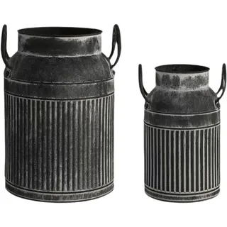 predolo Blumentopf Aus Metall, Rustikale Blumenvase, Metalleimer, Rustikaler Französischer Landhauskrug, Shabby Chic Vase für Bauernhausdekor, Schwarz