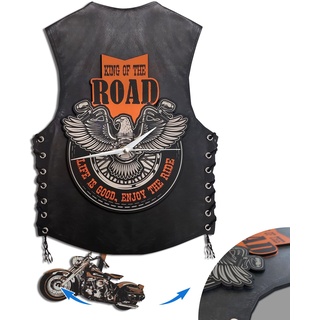 Motorrad schwingende Wanduhr, doppellagige MDF-Motorrad-Wandkunst, Geschenke für Fans Motorradbesitzer, Harley Davidson Geschenke für Männer und Frauen
