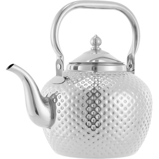 Futchoy Teekanne aus Edelstahl Teebehälter mit Filter 2L Tee Topf Tee Wasserkocher für losen Tee (Silber)
