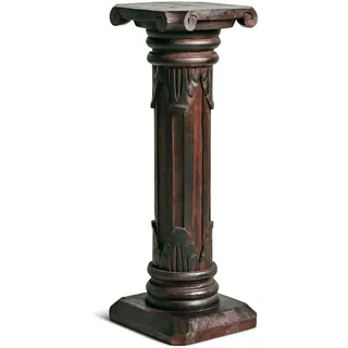 livasia edle Blumensäule Holz im Antik-Look – 60cm – Dekosäule aus Albiziaholz, Handgefertigt, Nachhaltig und Einzigartig aus Bali, Perfekt für Wohnzimmer, Flur oder Garten (Braun)