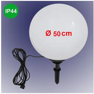 TRANGO LED Gartenleuchte, 500B LED Gartenkugel IP44 Kugelleuchte 50cm Durchmesser *GARDEN* in Weiß inkl. je 1x E27 LED Leuchtmittel 3000K warmweiß & je mit 5m Zuleitungskabel, warmweiß, Gartenleuchte Außenleuchte Wegbeleuchtung weiß Ø 50 cm