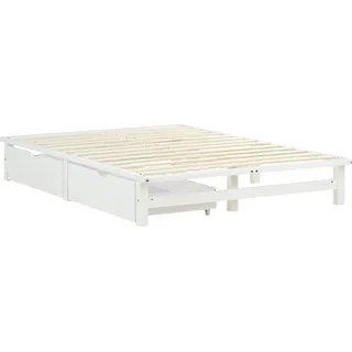 Homestyle4u Holzbett 140 x 200 cm Weiß
