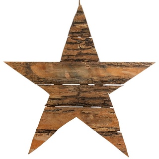 Dehner Dekokranz Weihnachtlicher Deko-Anhänger Stern, Ø ca. 40 cm, handgefertigt aus rustikalem Eichenholz, zum Aufhängen braun