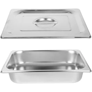 CHICAMPERA Buffet Speisenbehälter Edelstahl Mit Deckel 3,9 l Servierpfanne Für Gastronomie Und Buffet Kantinentablett Rostfrei Hygienisch Abgerundete Ecken