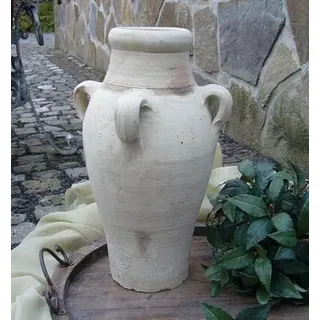 terracotta-toepfe-de Rustikale Amphore ca. 40 cm aus hellem Terracotta Terrakotta Vase Krug Mediterran Garten Terrarium, Weissgrau