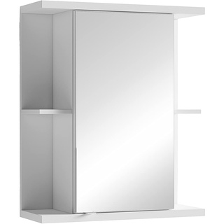 byLIVING Nebraska 01-06 Spiegelschrank mit robuster und pflegeleichter Oberfläche in weiß, seitlich offene Fächer für mehr Stauraum, Holzwerkstoff, B 60, H 70, T 25 cm