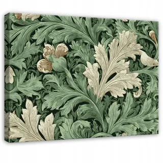 Leinwandbild Blätter Abstrakt Vintage Retro, Trendige Wanddeko Für Schlafzimmer Und Wohnzimmer, Hochauflösender Druck, 60 X 40 Cm