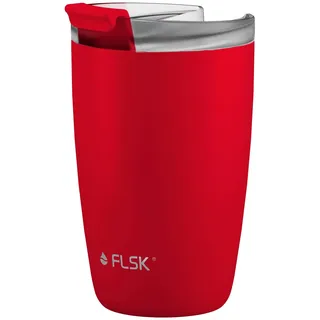 FLSK Kaffeebecher – Premium coffee to go-Becher aus Edelstahl – 100 % auslaufsicher, BPA-frei & doppelwandig – hält 3 h heiß (red, 350 ml)