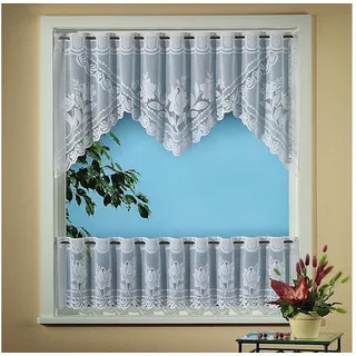 WECKBRODT Scheibengardine WECKBRODT "Darmstadt", weiß, B:160cm H:60cm, Jacquard, Polyester, Gardinen, Bistro, Jacquard, strukturiert, floral, 2teiliges Set, Gardine, Store