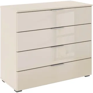 Schubkastenkommode OTTO HOME "Sideboard Schubladenkommode Schubladenkommode AGORDO mit Glasfront", beige (beige, glas beige (champagner), B:80cm H:81cm T:42cm, Holzwerkstoff, Sideboards, vier große und geräumige Schubladen mit viel Stauraum MADE IN GERMANY