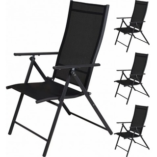 Koopman Gartenstuhl 4x X140, 4er Set 6-Fach verstellbar Hochlehner schwarz