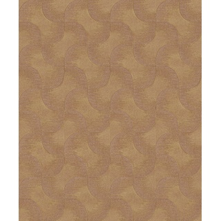 Rasch Tapete 608151 - Einfarbige Vliestapete in Gold mit grafischem Muster und changierendem Metallic-Effekt aus der Kollektion Sky Lounge