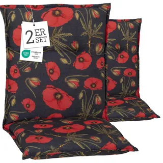Beo® Turin Niedriglehner Gartenstuhlauflagen 2er Set | Waschbar & atmungsaktiv | Öko-Tex Standard | Made in EU | UV-beständige Sitzkissen Outdoor | Elegante Polster für Gartenmöbel
