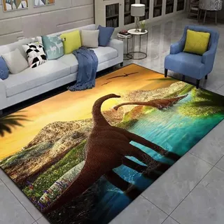 LOMDEM Kinderteppich Dinosaurier Druck Kinderzimmer Teppich Spielbereich Teppich Weich Baby Krabbelmatte Faltbar Wald Dinosaurier Großer Wohnzimmer Teppich Indoor Teppich Läufer (Farbe 1,80x160 cm)