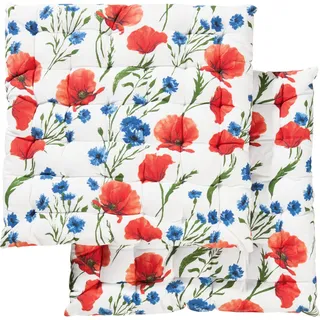 REDBEST Stuhlkissen, Stuhlauflage, Sitzkissen 2er- Pack 100% Baumwolle rot-blau Größe 40x40x4 cm - angenehmer Sitzkomfort, glattes, strapazierstarkes Gewebe