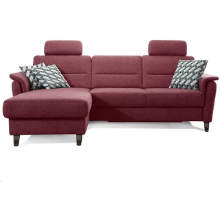Cavadore Schlafsofa Palera mit Federkern / L-Form Sofa mit Schlaffunktion / 244 x 89 x 164 / Stoff Rot