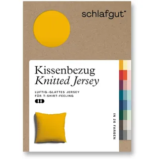 schlafgut Kissenbezug Knitted Jersey 80 x 80 cm Gelb