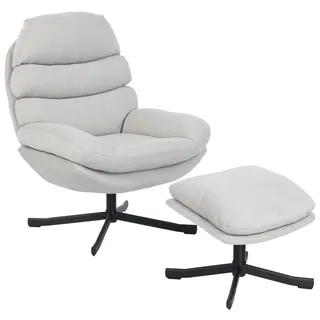 Homcom Relaxsessel mit Hocker Chenille 0 x 0 x 0 cm Cremeweiß drehbar