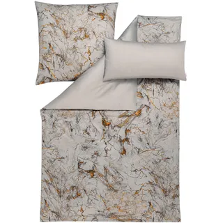 Estella Mako-Satin Bettwäsche Raphael Silber 100% Baumwolle 135x200 80x80 4x80 cm