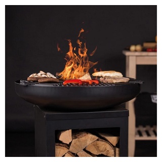 REDFIRE® Grillkamin Feuerschale mit Grill und Holzfach Stahl Mattschwarz schwarz