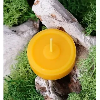 tea4chill 10 Stück Teelichter ohne Alu, ohne Hülle, Kerzen aus 100% Bienenwachs, Honigkerze, je 35x18mm, Bienenwachskerzen