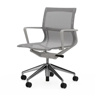 Vitra - Physix Bürodrehstuhl, Aluminiumfuß poliert, TrioKnit silbergrau / soft grey (Hartbodenrollen)
