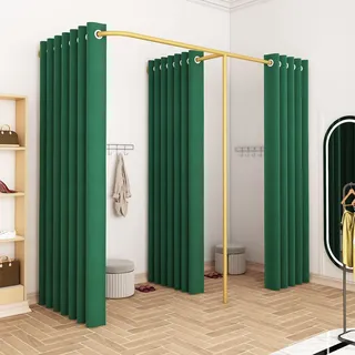 WXZX F-Typ Freistehende Bekleidungsgeschäft Umkleidekabine, Inklusive Sichtschutzvorhang, Hängestange,Sicherheit Privatsphäre Platzsparend Abnehmbar,Für Einkaufszentrum Und Büro, Braut Laden
